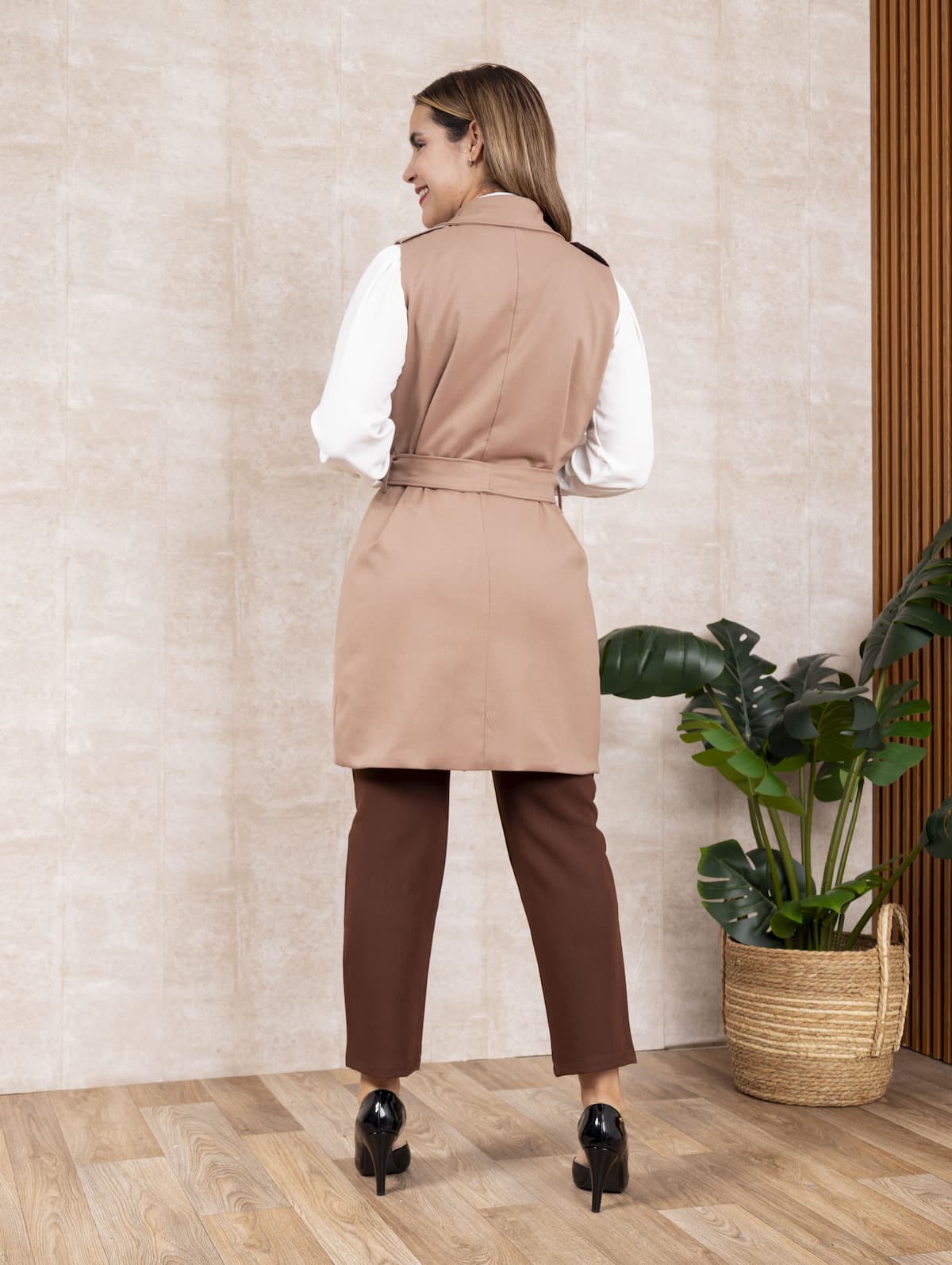 Gabardina sin mangas en drill-Estilo sofisticado para cada estación/talla standar y L