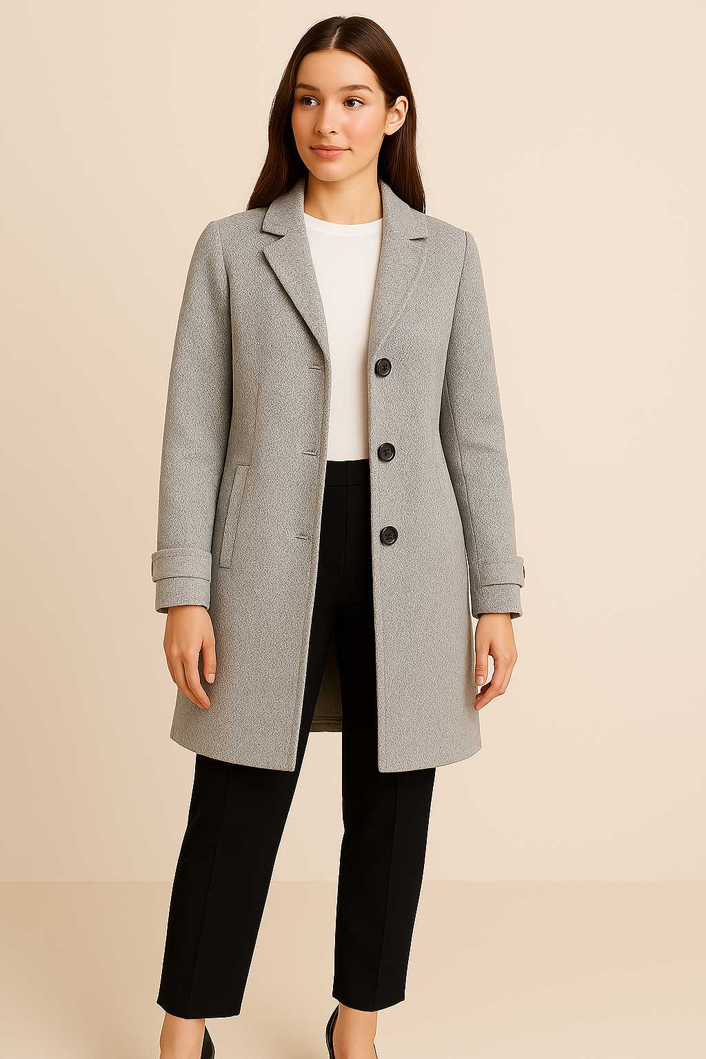 Saco en paño spiga-corte estilizado y largo medio