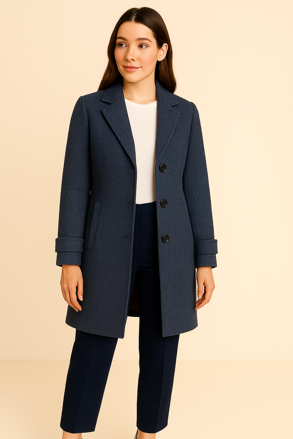 Saco en paño spiga-corte estilizado y largo medio